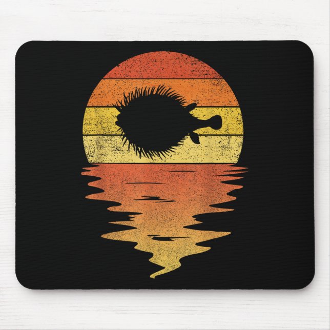 Mousepad Camisa de Peixe Baiacu Marítimo Retro Pôr do Sol 7 (Frente)