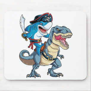 Mousepad Camisa de Pirata de Dinossauro Andando de Tubarõe