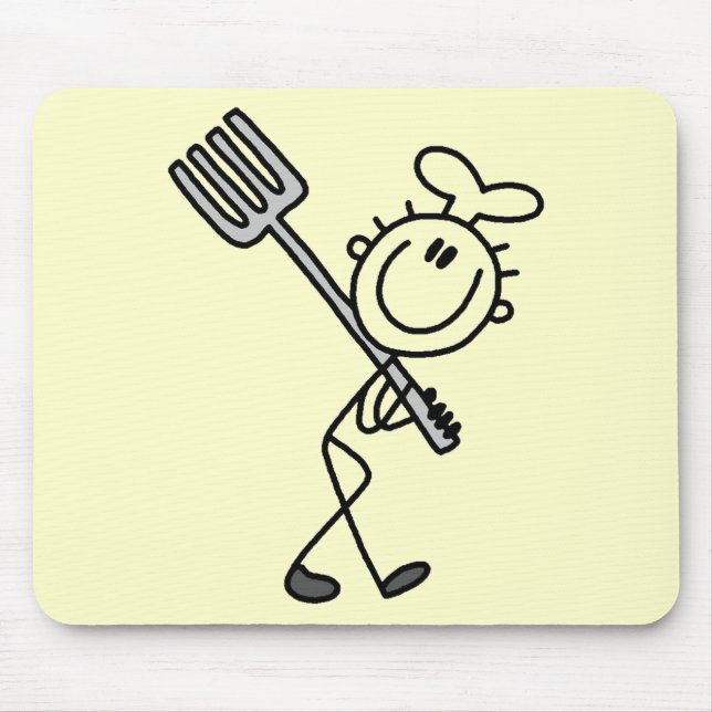 Mousepad Camisa do Chef de Palito com Garfo e Presentes (Frente)