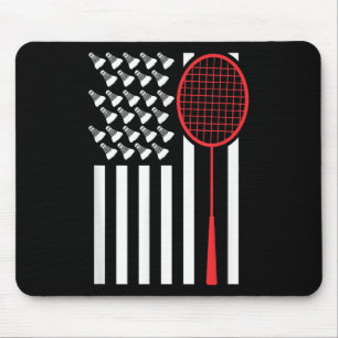 Mousepad Camisa engraçada de badminton com bandeira america