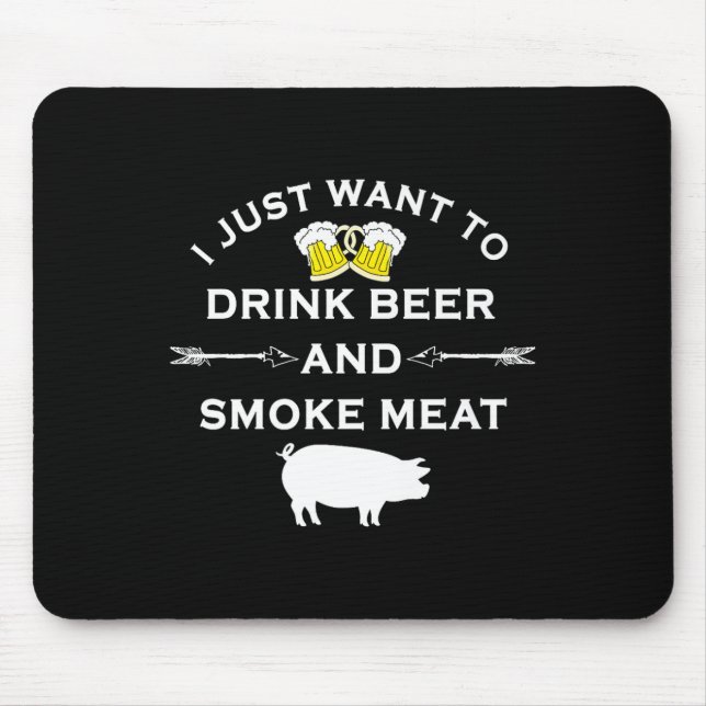 Mousepad Camisa engraçada de churrasco Beba cerveja Fume ca (Frente)
