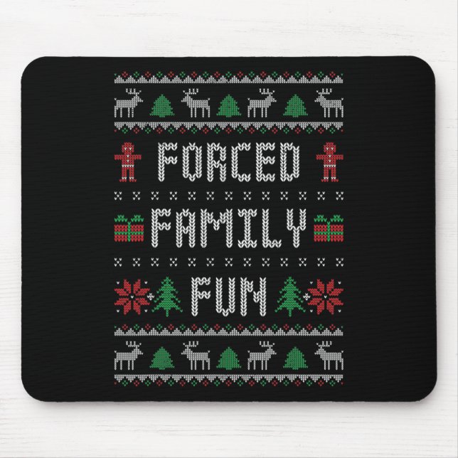 Mousepad Camisa engraçada feia de Natal Forçada Diversão Fa (Frente)