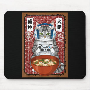 Mousepad Camisa estilo japonês para homens meninos, gato ga