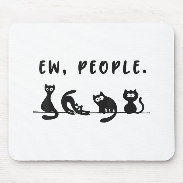 Mousepad Camisa-gato-preto, mulheres engraçadas, novo gato- (Frente)