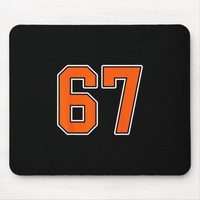 Mousepad Camisa Laranja Branca Número 67 Uniforme do Jogado (Frente)