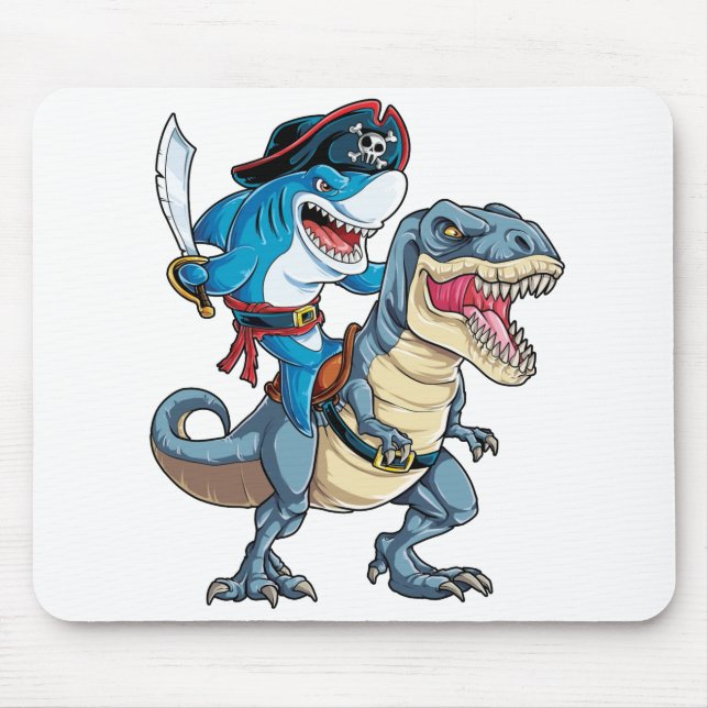 Mousepad Camisa Pirata de Dinossauro Ancorado para Meninas (Frente)