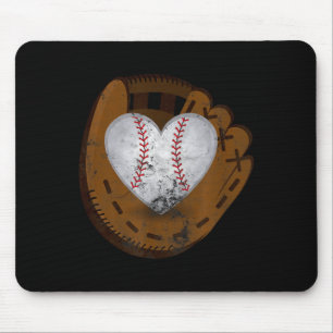 Mousepad Camisa Vintage de Beisebol Coração Dia dos Namorad