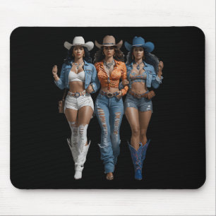 Mousepad Camisa Western de Cowgirl Preta Rodeio País Mulher