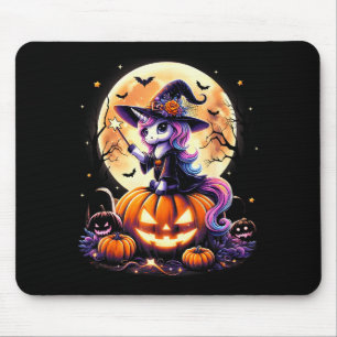 Mousepad Camisas de Halloween de Unicórnio Fofo Bruxa Abóbo