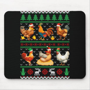Mousepad Camisas de Natal Feias de Galinhas Engraçadas Xmas