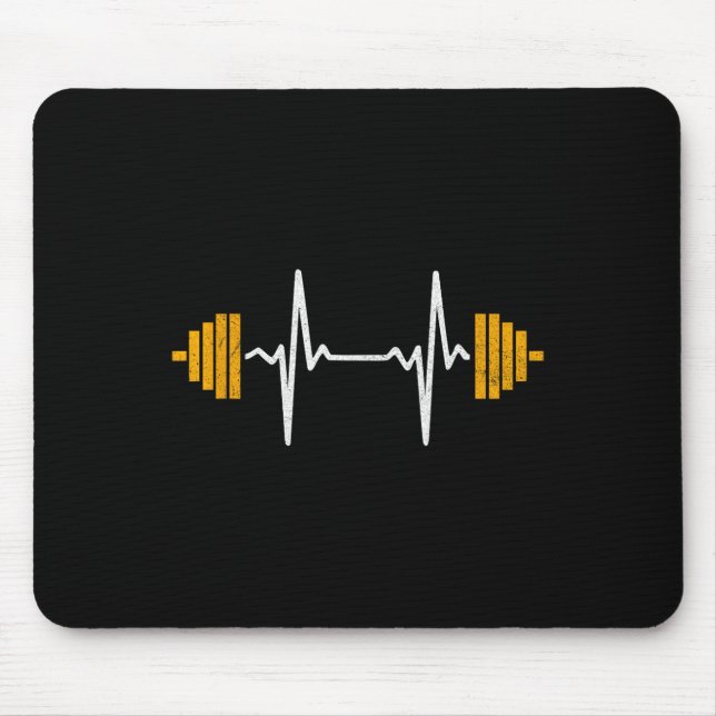 Mousepad Camiseta Coração Batendo Levantamento de Peso com  (Frente)