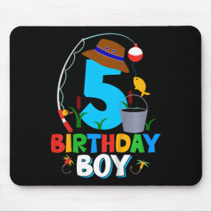 Mousepad Camiseta de aniversário de 5 anos para menino Pesc