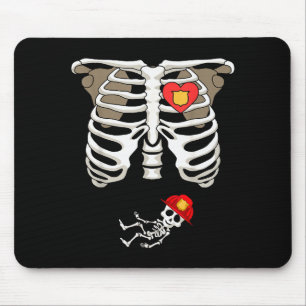 Mousepad Camiseta de Bombeiro Engraçada Esqueleto de Gravid