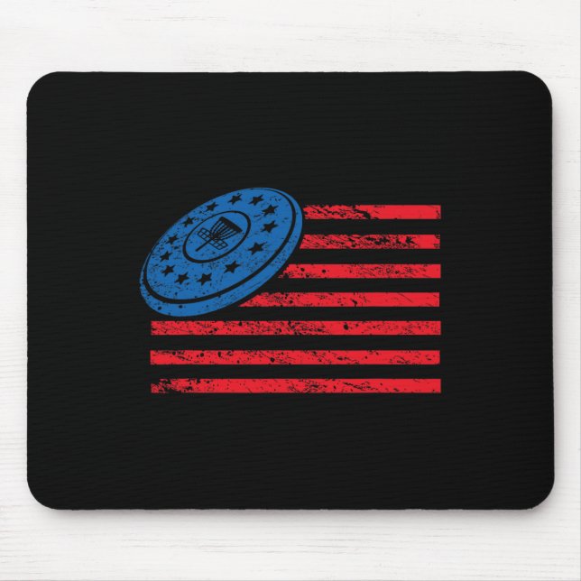 Mousepad Camiseta de Disc Golf bandeira dos EUA Disc Golf'  (Frente)
