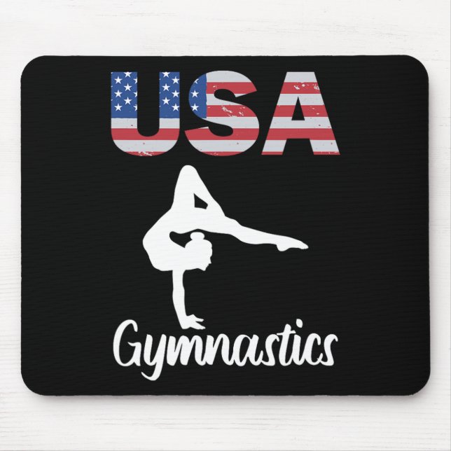 Mousepad Camiseta de ginástica da bandeira americana dos EU (Frente)