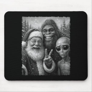 Mousepad Camiseta de Natal de Gato Engraçado Bigfoot Alien 