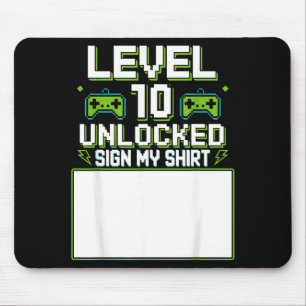 Mousepad Camiseta de sinal desbloqueado do nível 10 para an