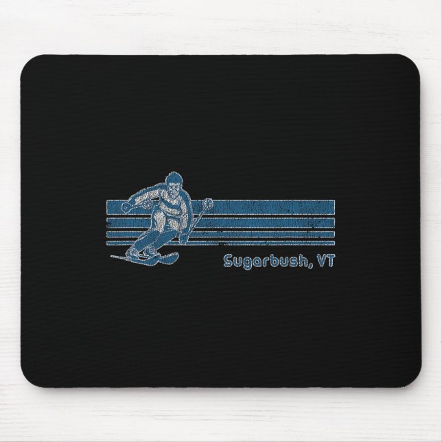Mousepad Camiseta de Ski Sugarbush Distressed Retro Vermont (Frente)