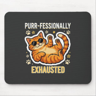 Mousepad Camiseta Divertida de Gato Preguiçoso Profissional