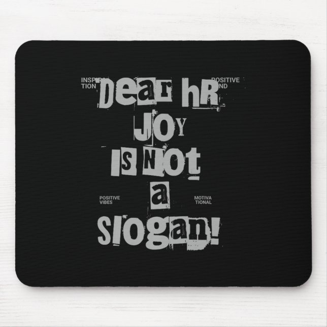 Mousepad Camiseta Divertida de Trabalho Querido RH, Alegria (Frente)