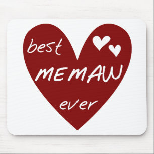 Mousepad Camiseta e presentes de Memaw do coração vermelho