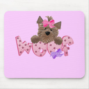 Mousepad Camiseta e presentes do rosa do cão do Woof
