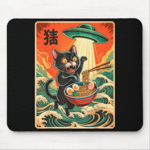 Mousepad Camiseta engraçada de anime japonês Ramen de gato