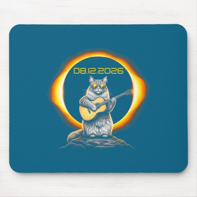 Mousepad Camiseta engraçada para mulheres Eclipse Gato Guit (Frente)