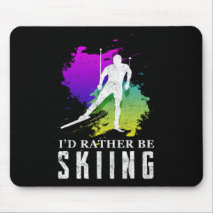 Mousepad Camiseta Eu Preferiria Estar Esquiando - Presente