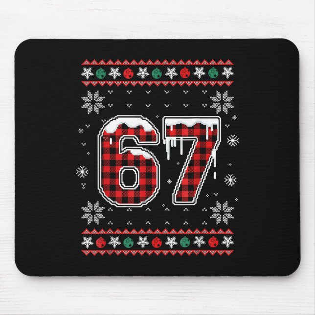 Mousepad Camiseta Feia de Natal Meme Funny 67 Six Seven Squ (Frente)