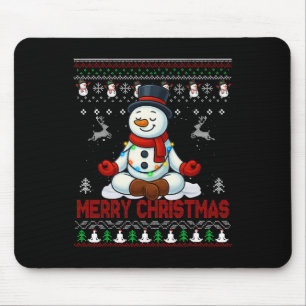 Mousepad Camiseta Feia de Natal Yoga Boneco de Neve Lindo P