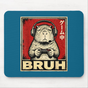 Mousepad Camiseta Gráfica Engraçada de Capivara Gamer Bruh