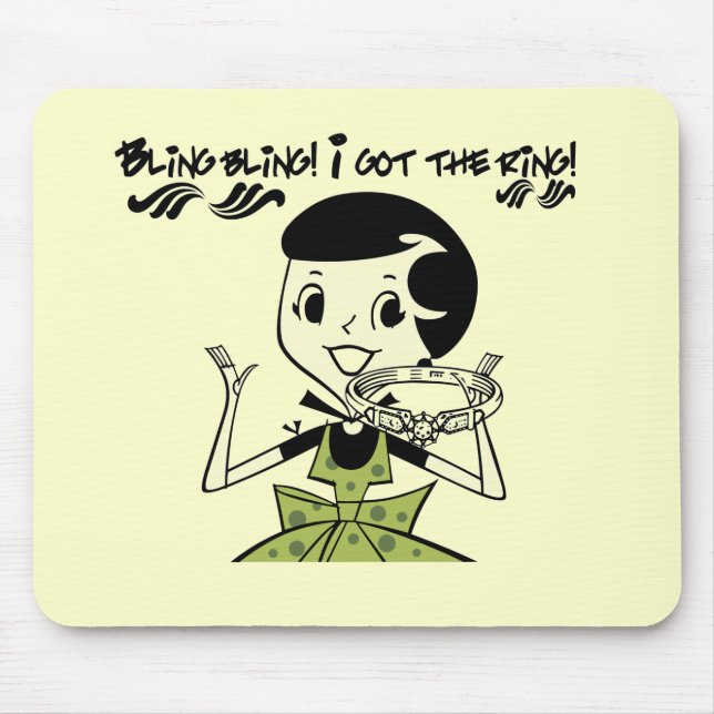 Mousepad Camiseta retro e presentes do anel de Bling (Frente)