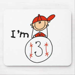 Mousepad Camisetas de beisebol masculino I'm 3 e presentes