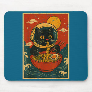 Mousepad Camisetas Gráficas Japonesas Ramen Gato Astronauta
