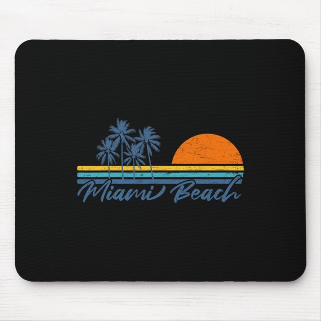 Mousepad Camisetas Retro Miami Beach Florida Mulheres Homen (Frente)