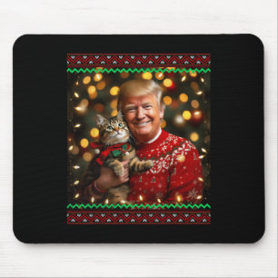 Mousepad Camisola de Natal de Gato Divertido Trump Feia Chr