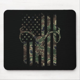 Mousepad Camo Bandeira Americana Crânio de Veado Caça de Al