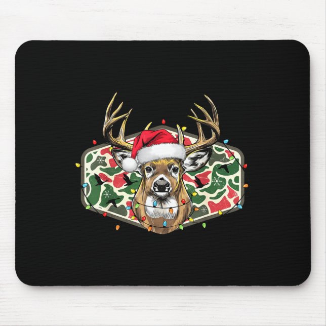 Mousepad Camo Christmas Santa Deer Hunting Season Holiday O (Frente)