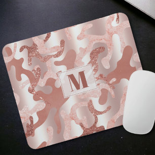 Mousepad Camo de mármore cor-rosa com brilho Dourado Rosa