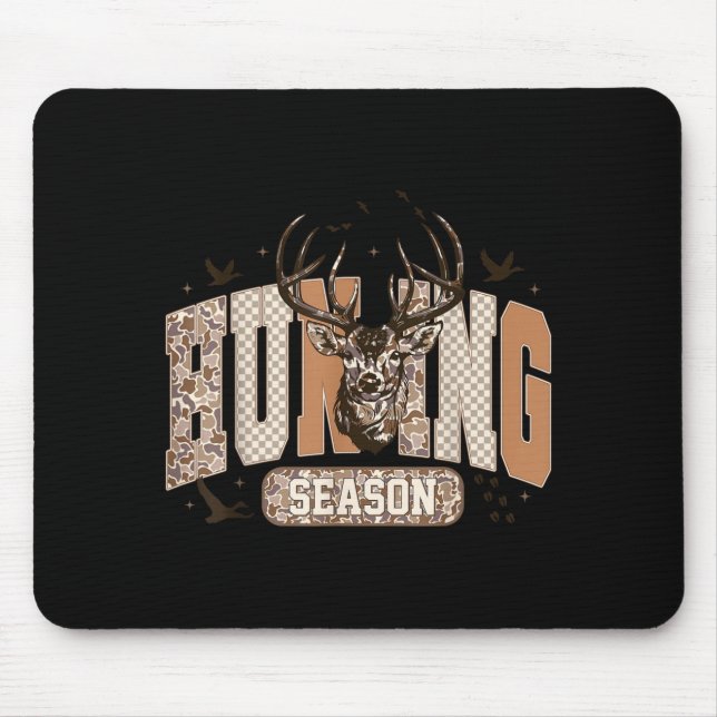 Mousepad Camo Deer Hunting Season Wildlife Buck Antlers Hun (Frente)