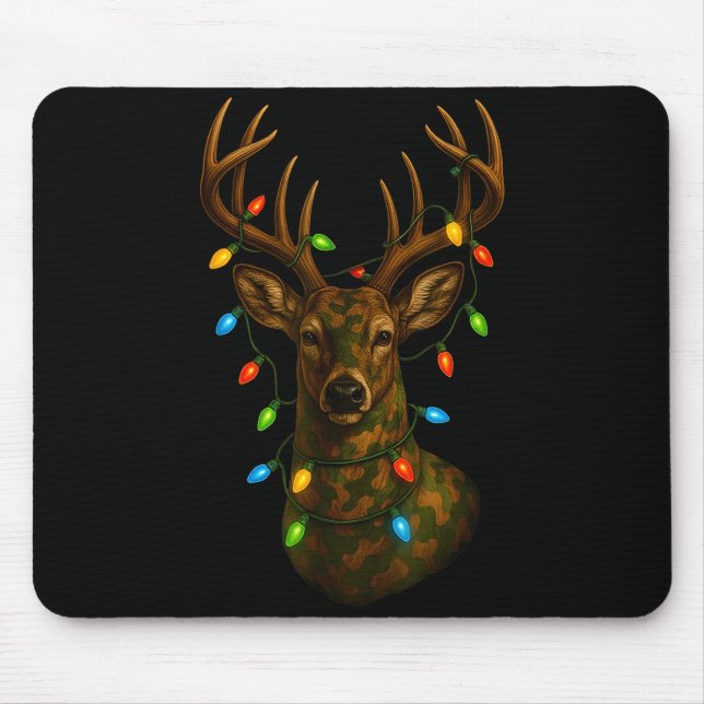 Mousepad Camo Hunting Reindeer Deer Christmas Holiday Xmas  (Frente)
