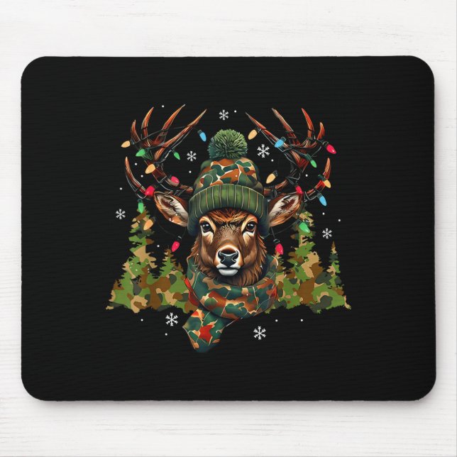 Mousepad Camo Hunting Reindeer Deer Xmas Lights Christmas H (Frente)