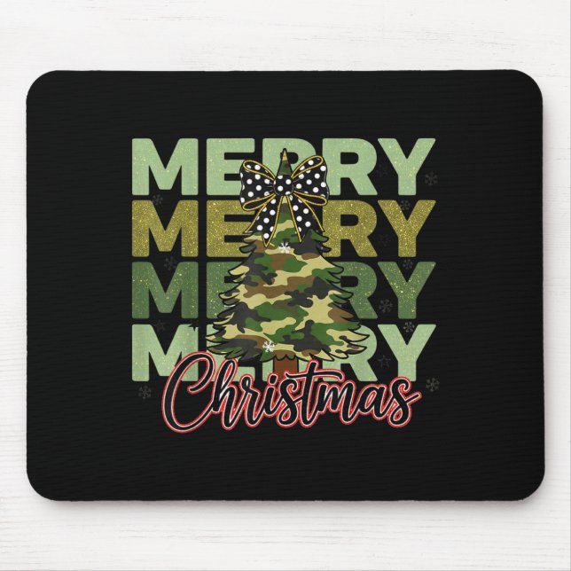 Mousepad Camo Merry Christmas Camouflage Christmas Tree Coq (Frente)
