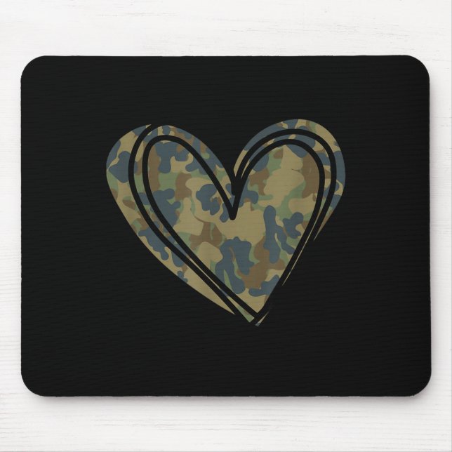 Mousepad Camo Print Heart Valentines Day  (Frente)