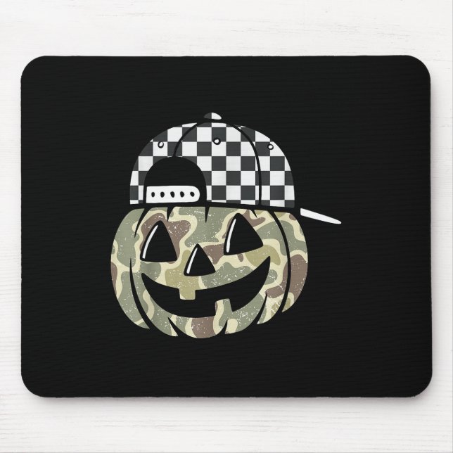 Mousepad Camo Pumpkin Jack O Lantern Face Camouflage Hallow (Frente)