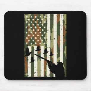 Mousepad Camo USA Flag Quail Pheasant Caça Upland Hunt Pa