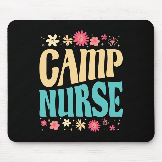 Mousepad Camp Nurse Floral Outfit Summer Camping Registered (Frente)