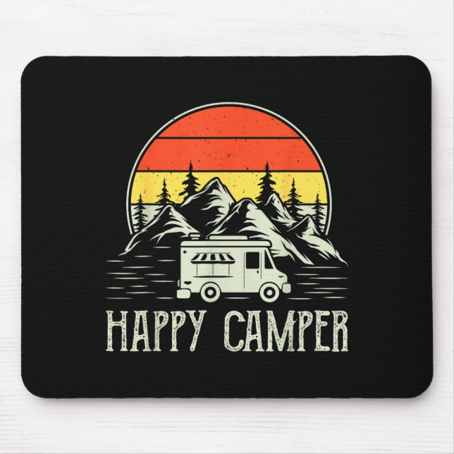 Mousepad Camping feliz menino de fralda engraçado van campi (Frente)