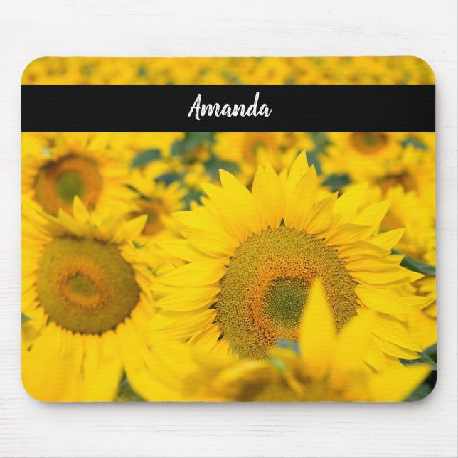 Mousepad Campo Amarelo de Girassóis Fotografia (Frente)